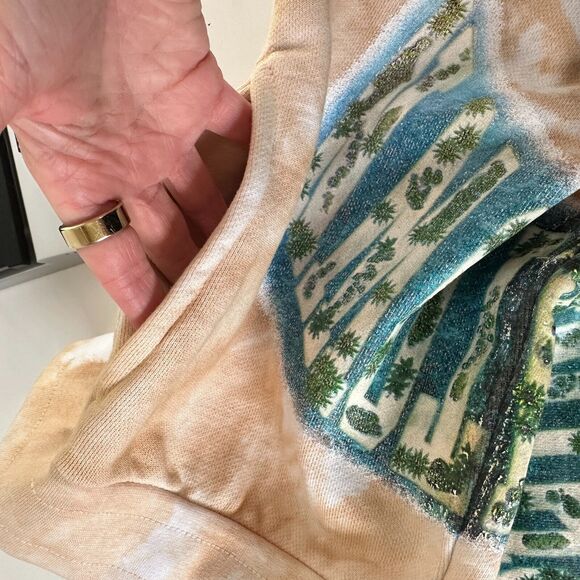 Chinatown Market Beige Tie Dye Island Arc SweatShorts Side and Back Pocket S - Picture 9 of 13